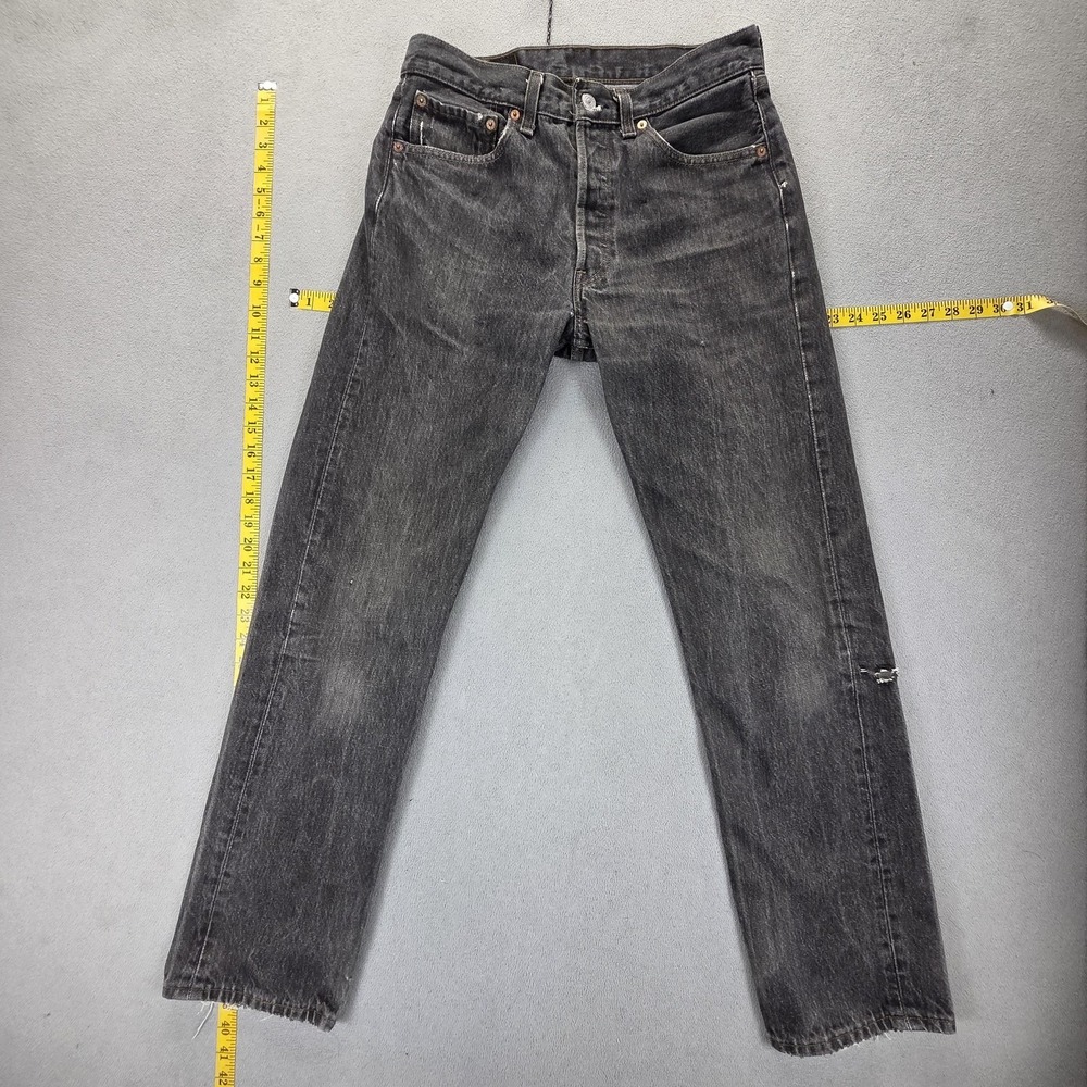 VTG Levis 501 Jeans Mens‎ Black Straight Leg Button Fly Made in USA Fits 27x30